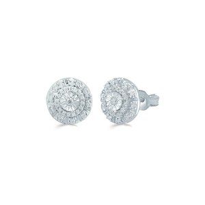 1/4Ct Diamond Round Cluster Stud Earrings 925 SS